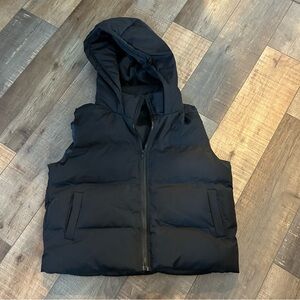 Women’s Black Puffer Hooded Vest With Pockets Black Sz M Shien
